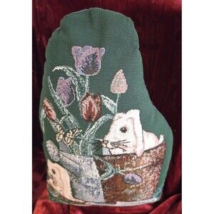 Needlepoint Garden Bunnies & Tulips Door Stopper